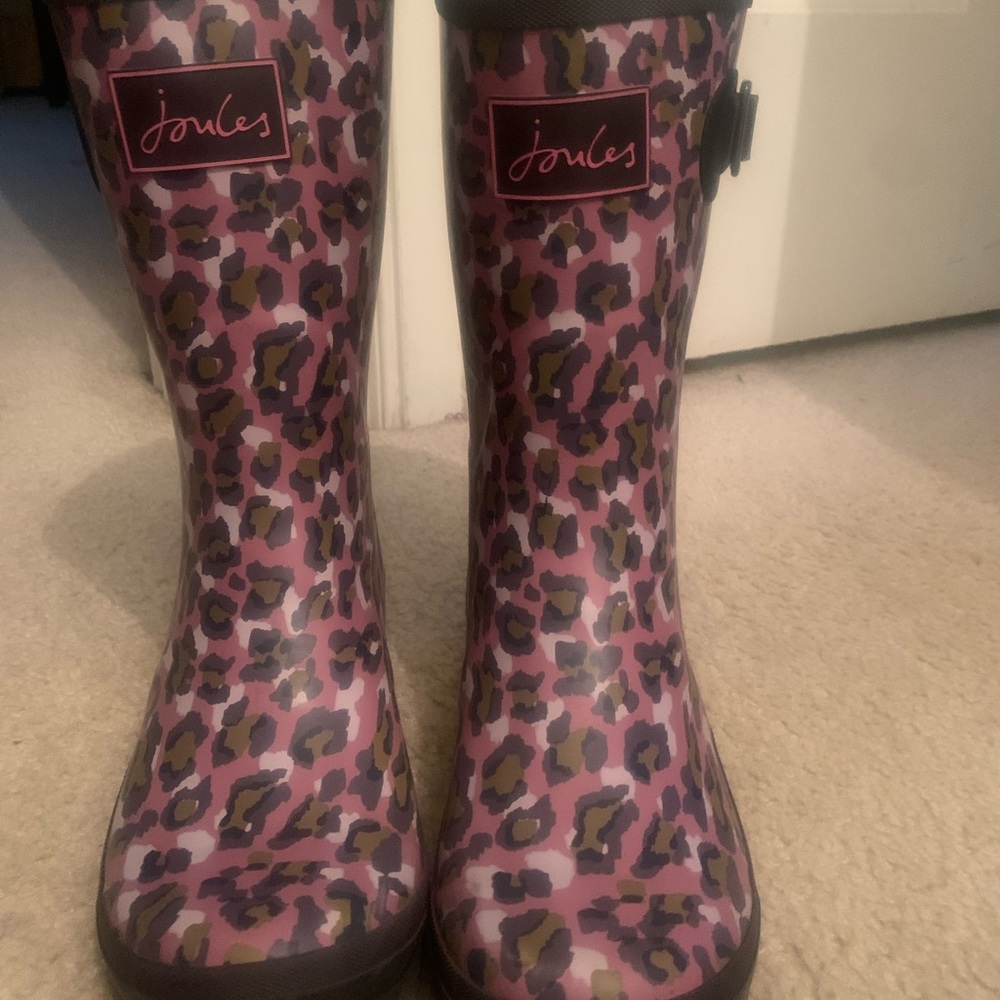 Joules Rainboots women’s size 8 Pink Leopard